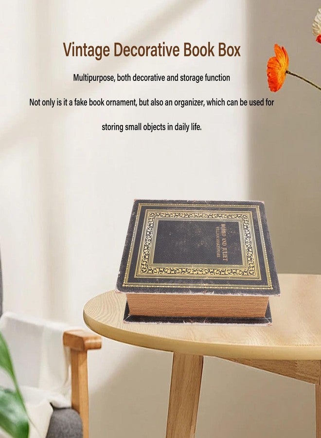 OPPWONG Fake Book Box, Wooden Antique Book Decorations Vintage Book Storage Box Book Hollow Book Book Shaped Trinket Keepsake Storage Boxes Memory Book Box for Women Man Home Decor - Image 5